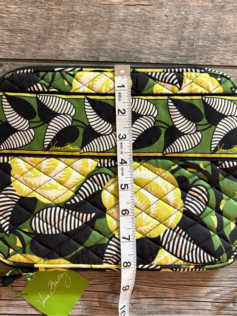 NWT Vera Bradley La Neon Rose Green, Yellow & Black Quilted Tablet Sleeve